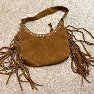 Urban Outfitters Brown Fringe Suede Shoulder Bag